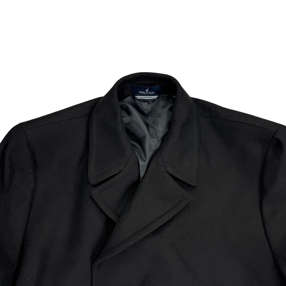 Nautica Mens Classic Fit Double-Breasted Wool Overcoat Black 46R - Picture 2 of 6